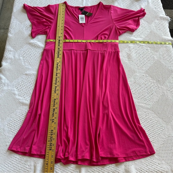 Torrid Womens Midi Skater Dress Plus 1-XL Solid Dark Pink Vacation Resort Barbie - Picture 6 of 9